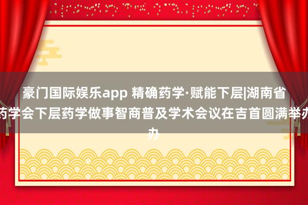豪门国际娱乐app 精确药学·赋能下层|湖南省药学会下层药学做事智商普及学术会议在吉首圆满举办