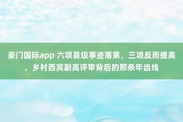 豪门国际app 六项县级事迹落第，三项反而提高，乡村西宾副高评审背后的那条年齿线