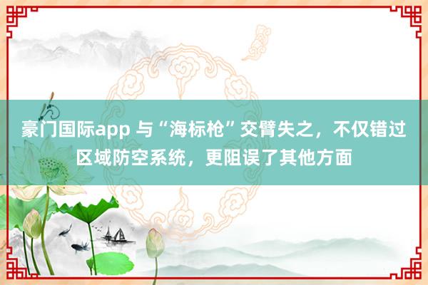 豪门国际app 与“海标枪”交臂失之，不仅错过区域防空系统，更阻误了其他方面