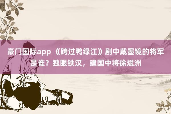 豪门国际app 《跨过鸭绿江》剧中戴墨镜的将军是谁？独眼铁汉，建国中将徐斌洲