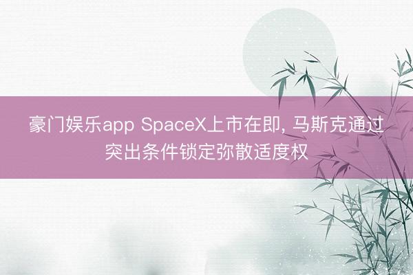 豪门娱乐app SpaceX上市在即， 马斯克通过突出条件锁定弥散适度权