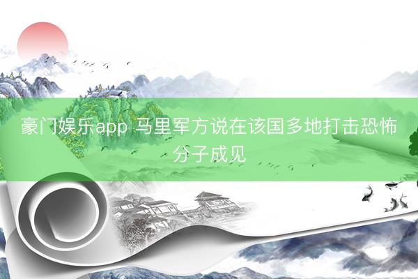 豪门娱乐app 马里军方说在该国多地打击恐怖分子成见